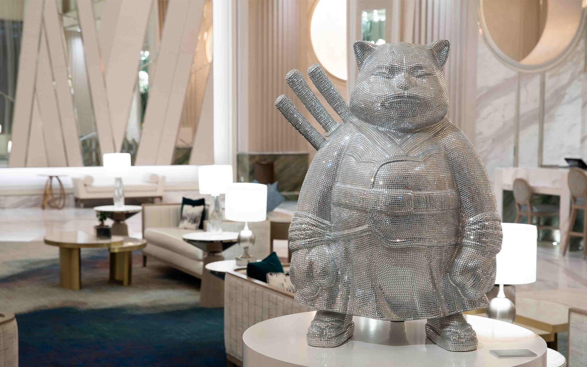 Samurai Cat Statue