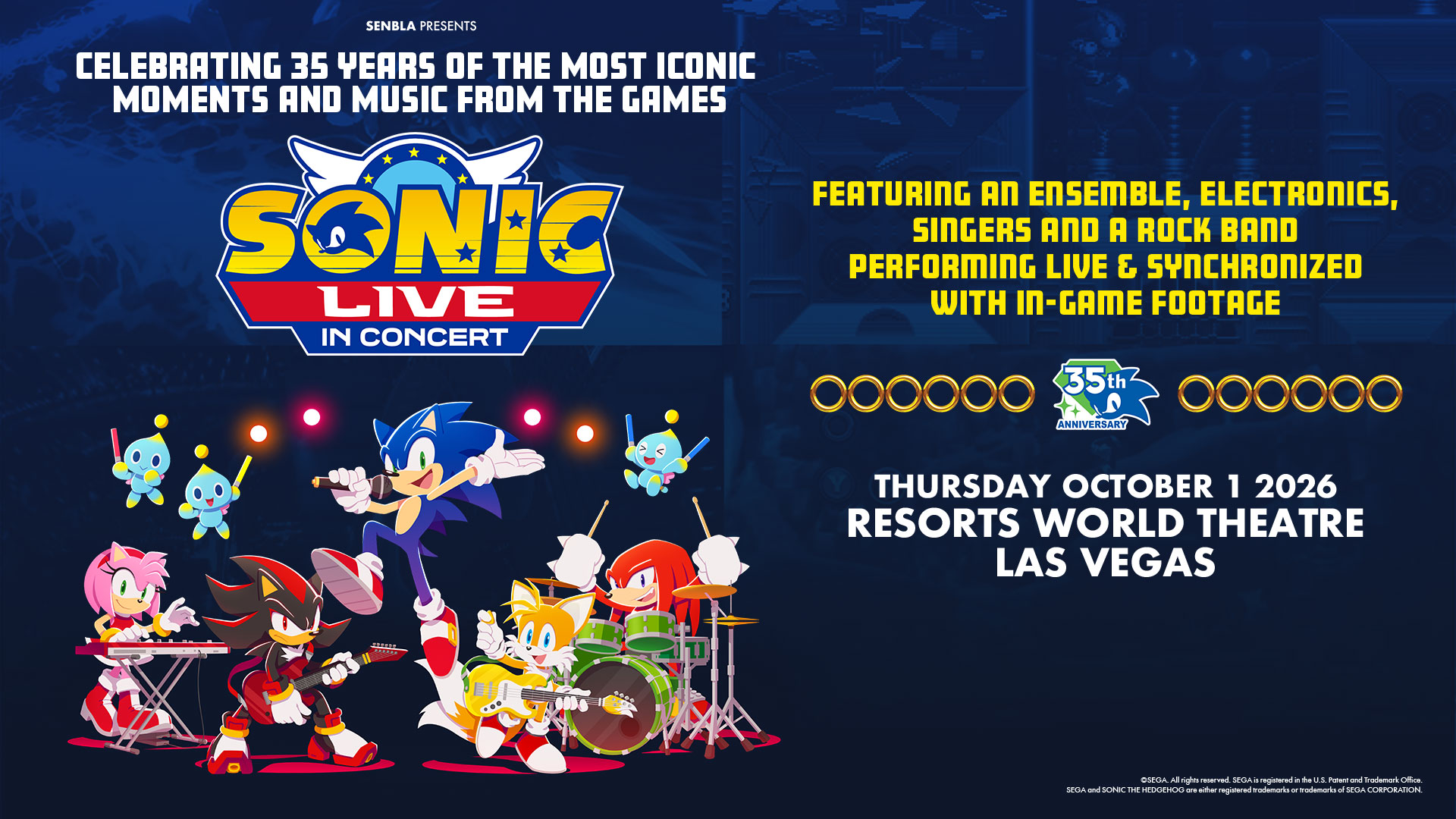Promotional poster for "Sonic Live in Concert" celebrating Sonic the Hedgehog