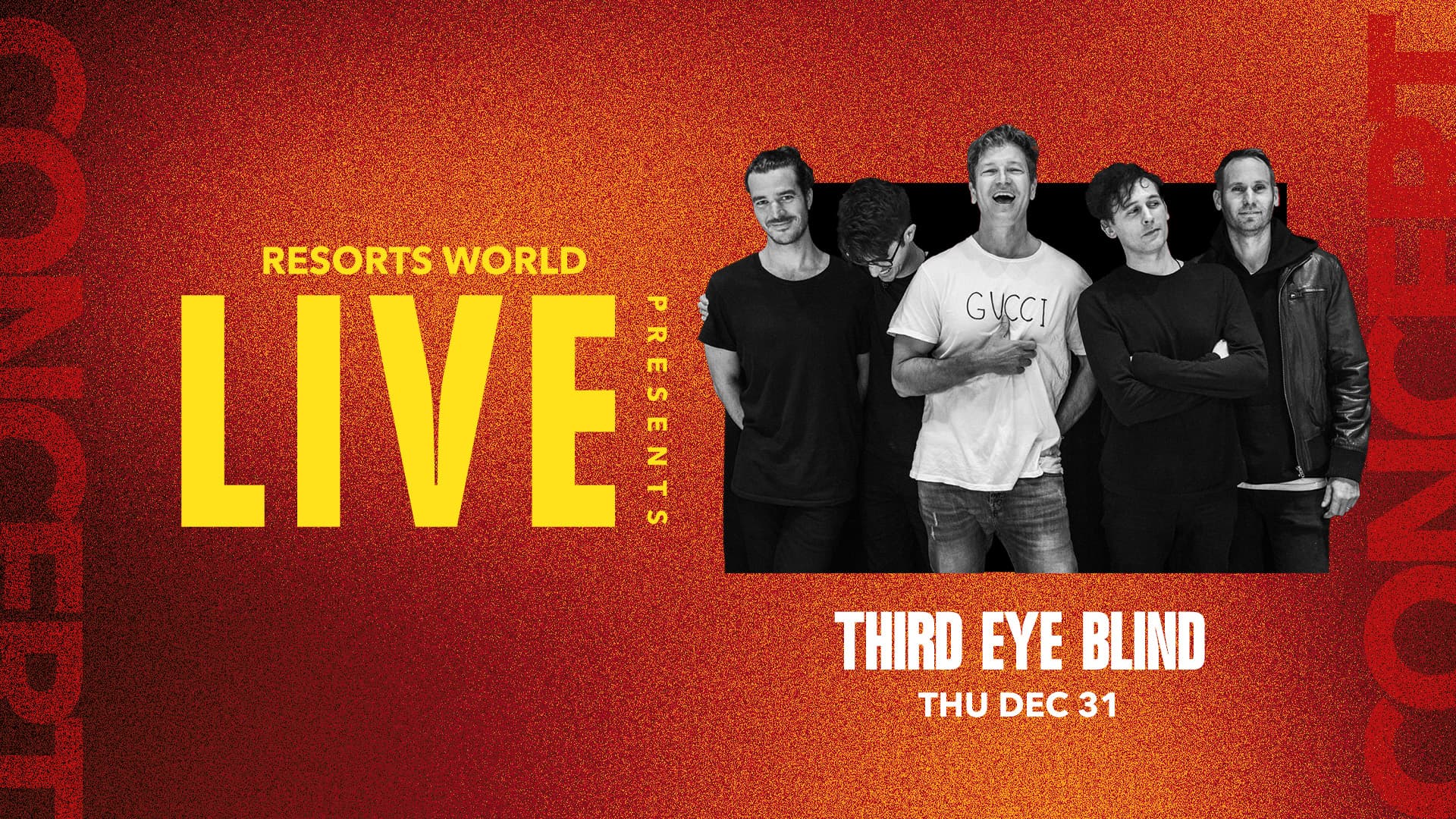 Promotional graphic for Third Eye Blind performing at Resorts World Live on Thursday, December 31.